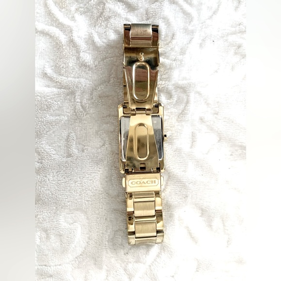 Coach EUC Lexington White Dial Ladies SS Gold Tone Watch w/Crystals & MoP Inlay - Picture 7 of 10